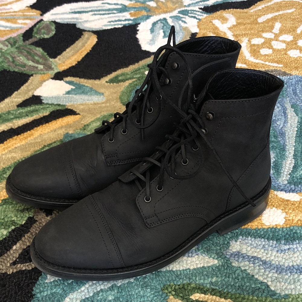 Thursday Boot Company Men's Captain Black Leather Cap Toe Boots